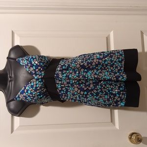 Judy Knapp Blue Color Block Short Casual Dress